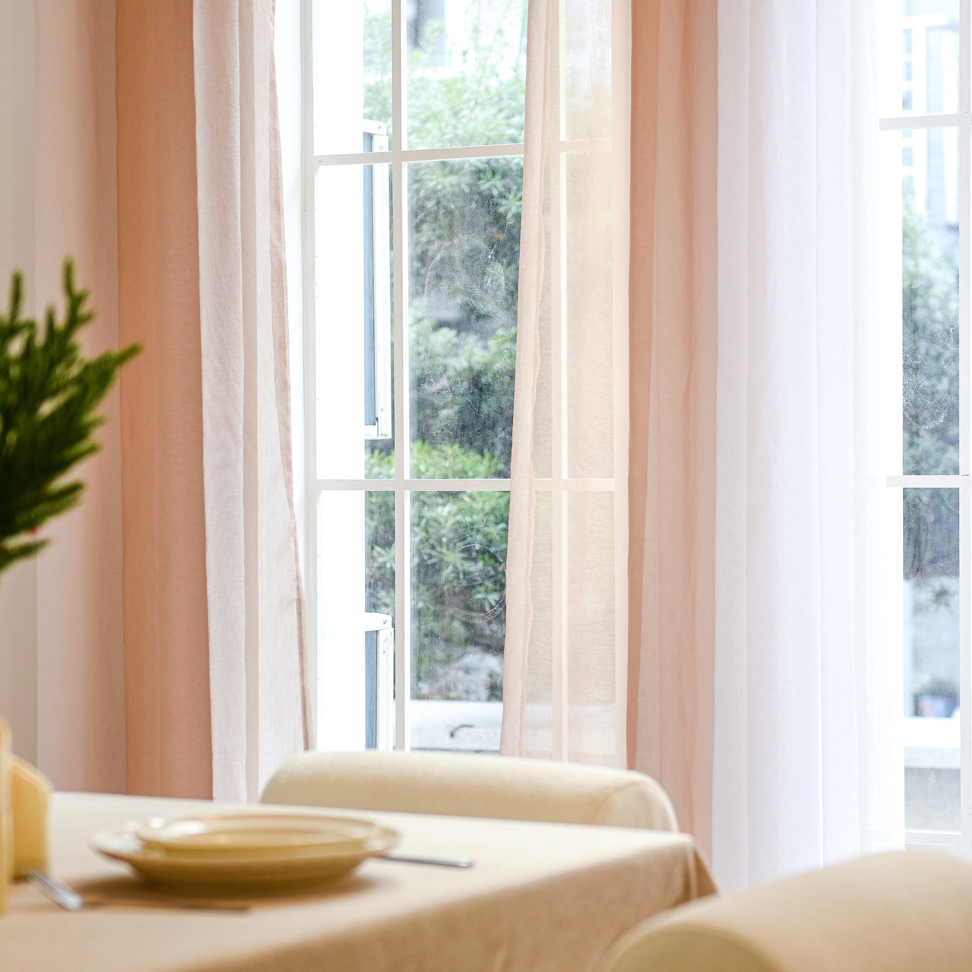 Custom Linen Texture Ombre Sheer Curtains-3