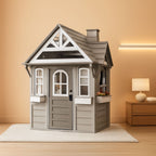 Kids Outdoor Playhouse Cedar Gray Weather Resistant-0