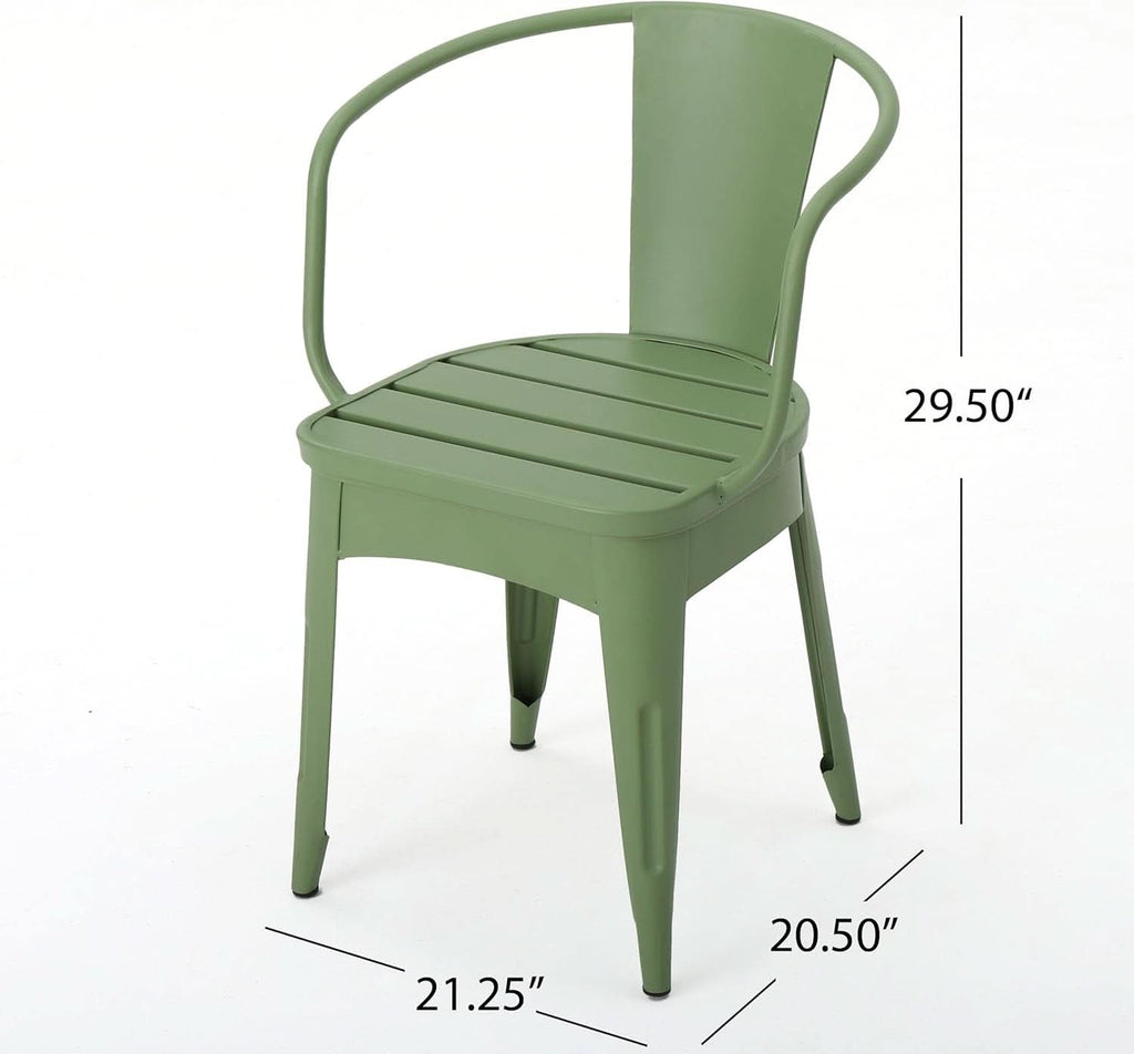 Colmar Outdoor Iron Bistro Set 3 Piece Matte Green-2