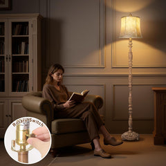 Sixty Six Inch Intricately Resin Carved Floor Lamp Brown Finish-1