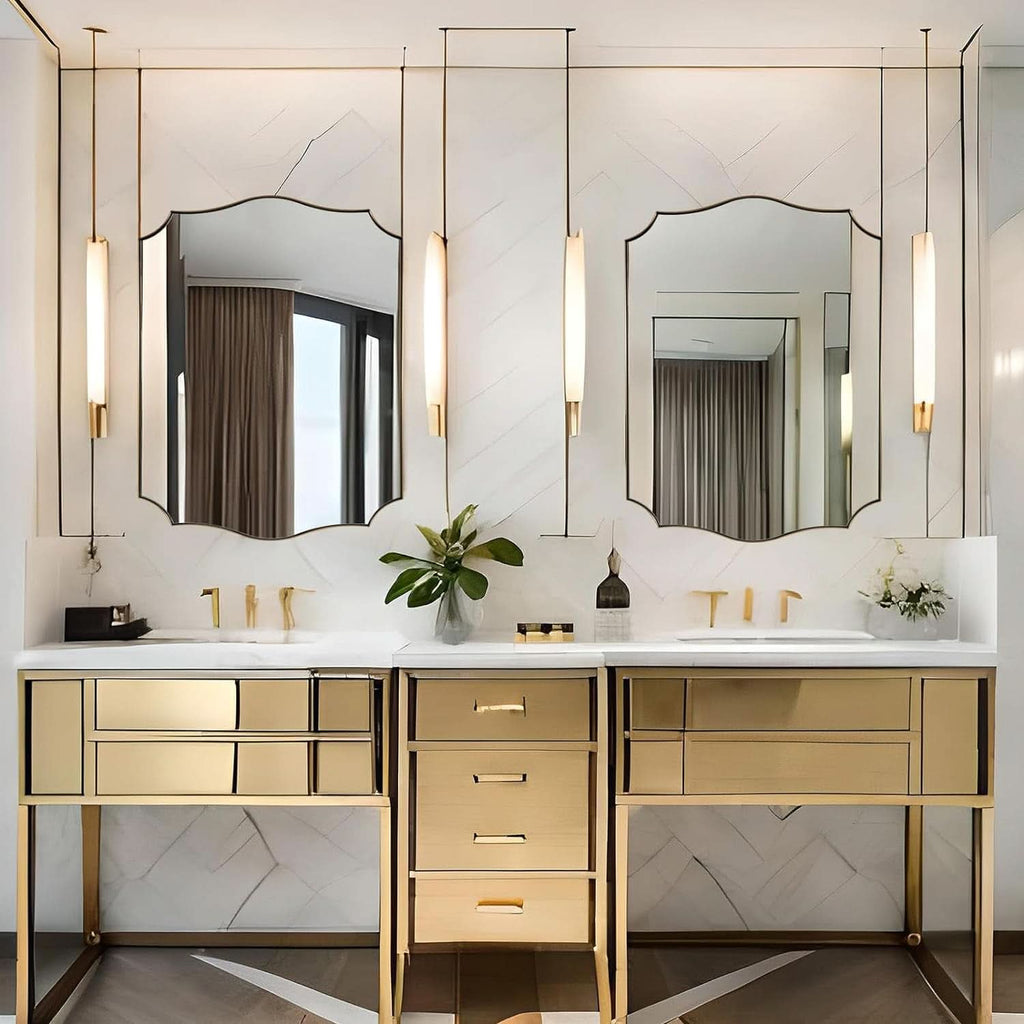 Stainless Steel Wall Mount Vanity Mirror 22x30 Asymmetrical Frame-1