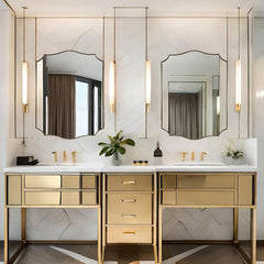 Stainless Steel Wall Mount Vanity Mirror 22x30 Asymmetrical Frame-1