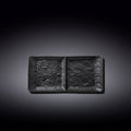 Black Porcelain Slate look Rectangular 2 Section Dish 10.5" inch X 5" inch-0