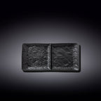 Black Porcelain Slate look Rectangular 2 Section Dish 10.5" inch X 5" inch-0