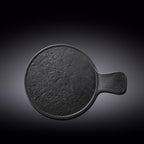 Black Porcelain Slate look Round Serving Dish With Handle 12" inch X 8.5" inch |-0