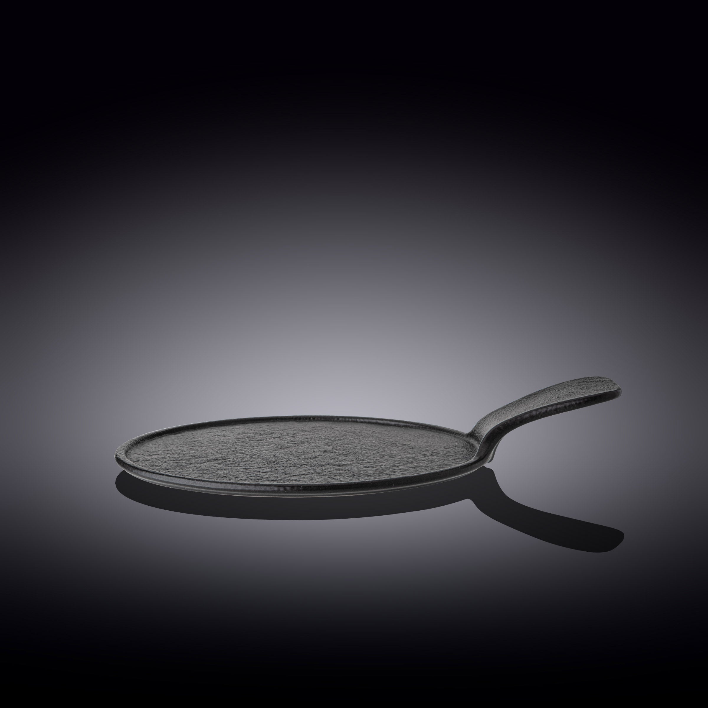 Black Porcelain Slate look Round Serving Dish With Handle 12" inch X 8.5" inch |-1