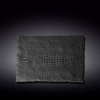 Black Porcelain Slate look Rectangular Serving Dish With Crocodile Skin Texture. 11.75" inch X 8.25" inch-1