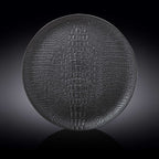 Black Porcelain Slate look Round Plate / Platter With Crocodile Skin Texture 13" inch | 33 Cm-0