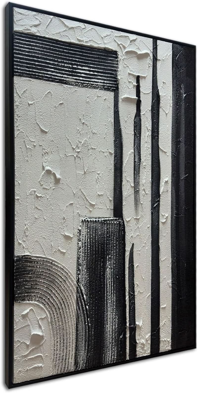 Hand crafted Black White Textured Oversized Wall Art-1