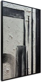 Hand crafted Black White Textured Oversized Wall Art-1