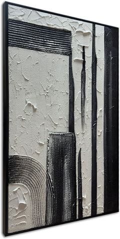 Hand crafted Black White Textured Oversized Wall Art-1