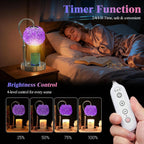 Purple Crystal Quartz Gemstone Candle Warmer Lamp LED