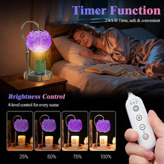 Purple Crystal Quartz Gemstone Candle Warmer Lamp LED