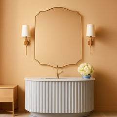 Stainless Steel Wall Mount Vanity Mirror 22x30 Asymmetrical Frame-0