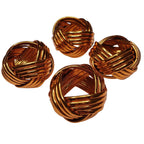 Maison Charlo | Set of 4 Metallic Rustic Braided Napkin Rings by Charlo - orange, pink for Mother's Day, Gift, Birthday-0