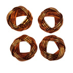 Maison Charlo | Set of 4 Metallic Rustic Braided Napkin Rings by Charlo - orange, pink for Mother's Day, Gift, Birthday-1