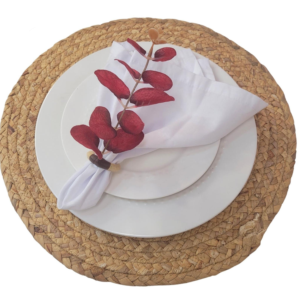 Set of 4 Red Leaf Eucalyptus Napkin Rings, Rustic Napkin Ring, Minimalist Tabledecor, Oriental Tabledecor-1