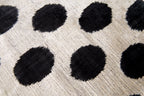 Luxury Silk Velvet Throw Pillow - Black and Ivory Polka Dot Design, 16x16