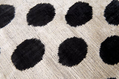 Luxury Silk Velvet Throw Pillow - Black and Ivory Polka Dot Design, 16x16