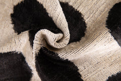 Luxury Silk Velvet Throw Pillow - Black and Ivory Polka Dot Design, 16x16