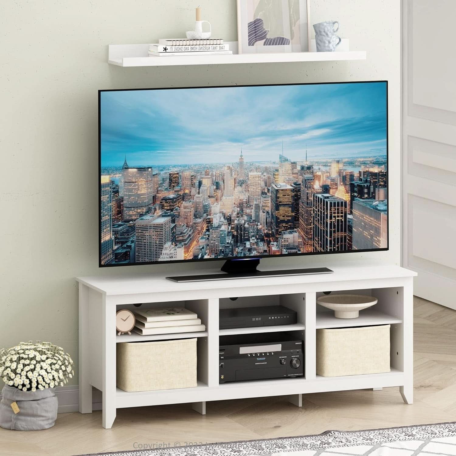 Jensen 65 Inch White Entertainment Center With TV Stand-1