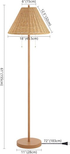 61-Inch-Tall RichBrown Floor Lamp With Rattan Shade-2