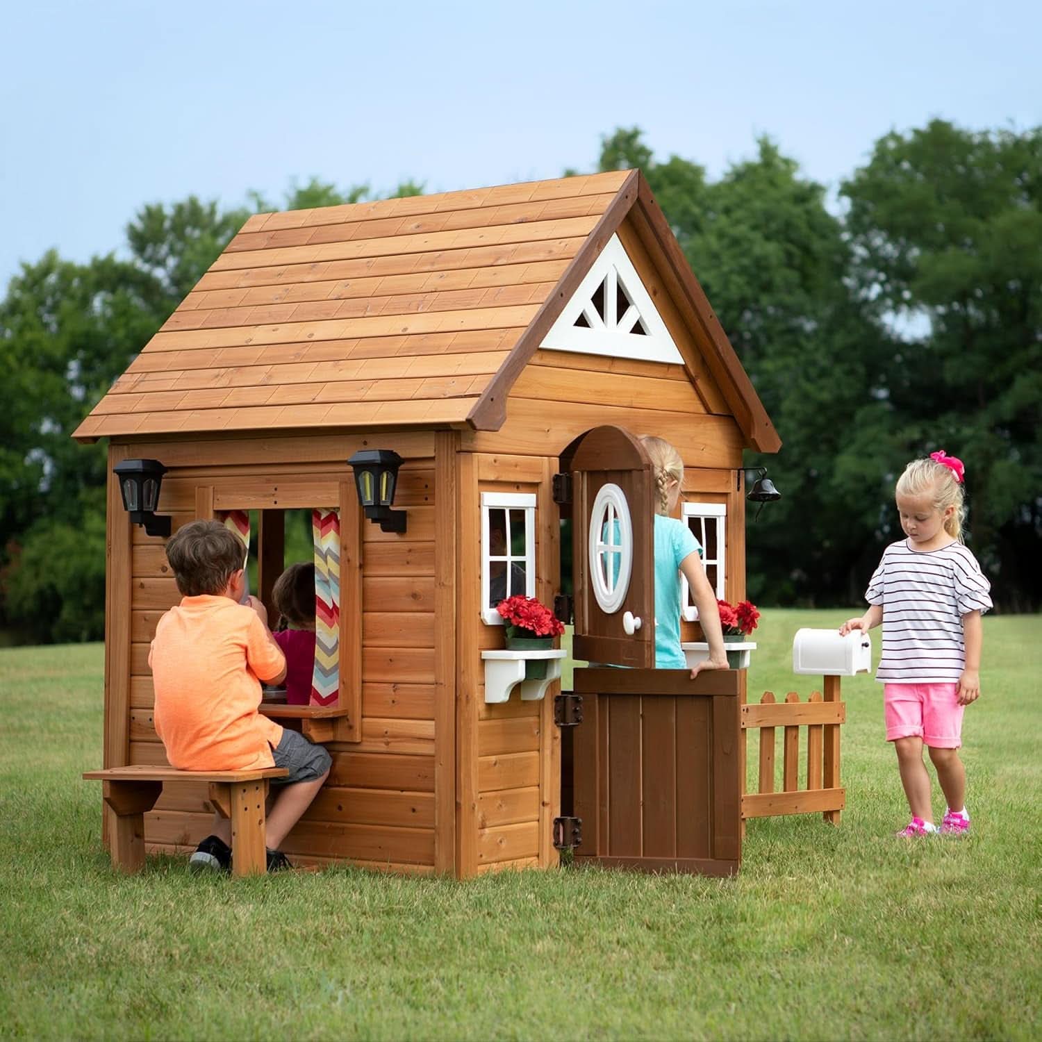 Cedar Wood Kids Outdoor Playhouse Kitchen Accessories-3