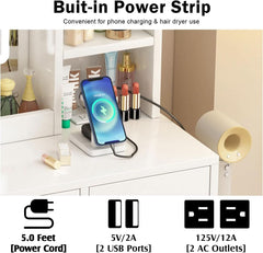 Vanity Desk With Ultra Bright Illuminated Mirror Storage-3