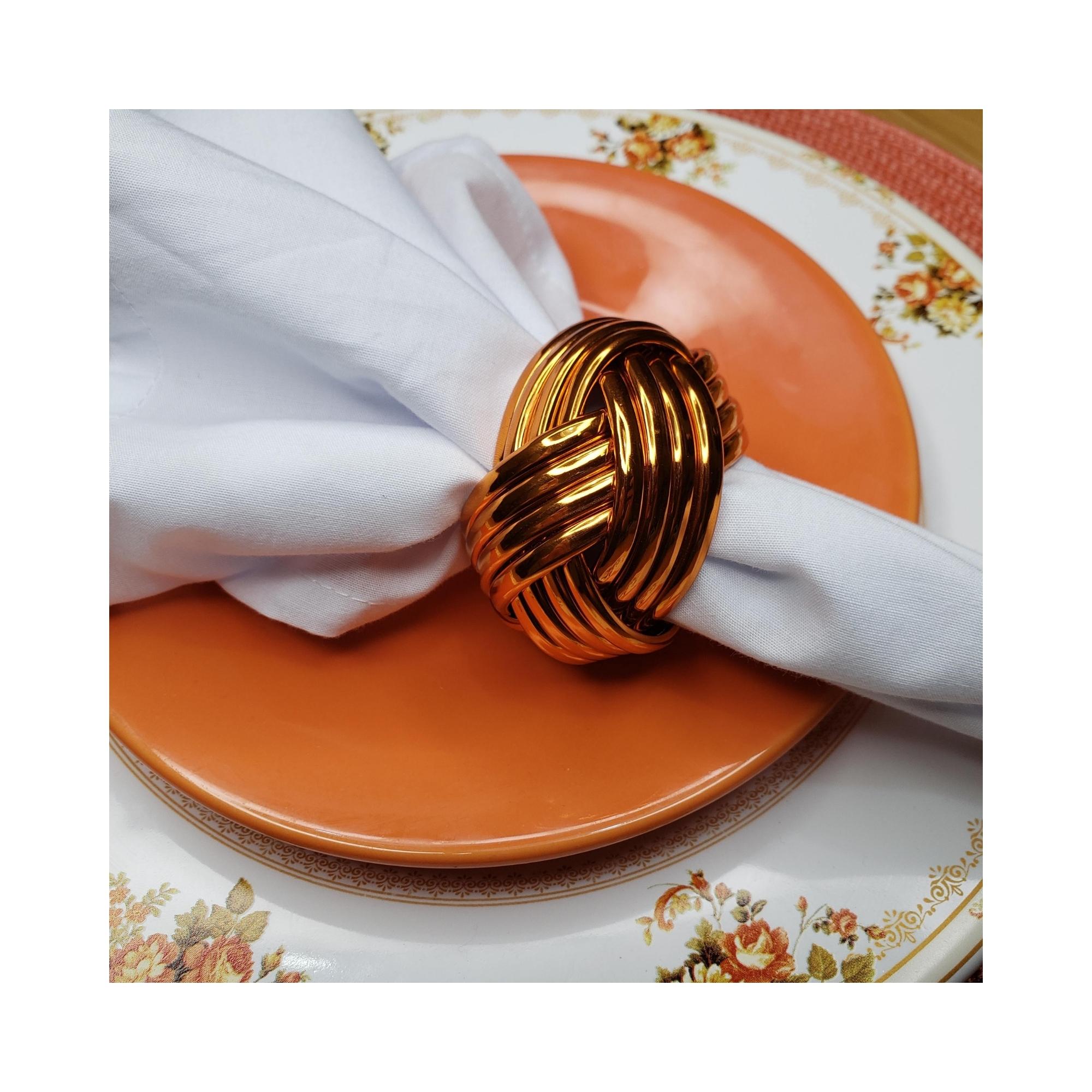 Maison Charlo | Set of 4 Metallic Rustic Braided Napkin Rings by Charlo - orange, pink for Mother's Day, Gift, Birthday-2