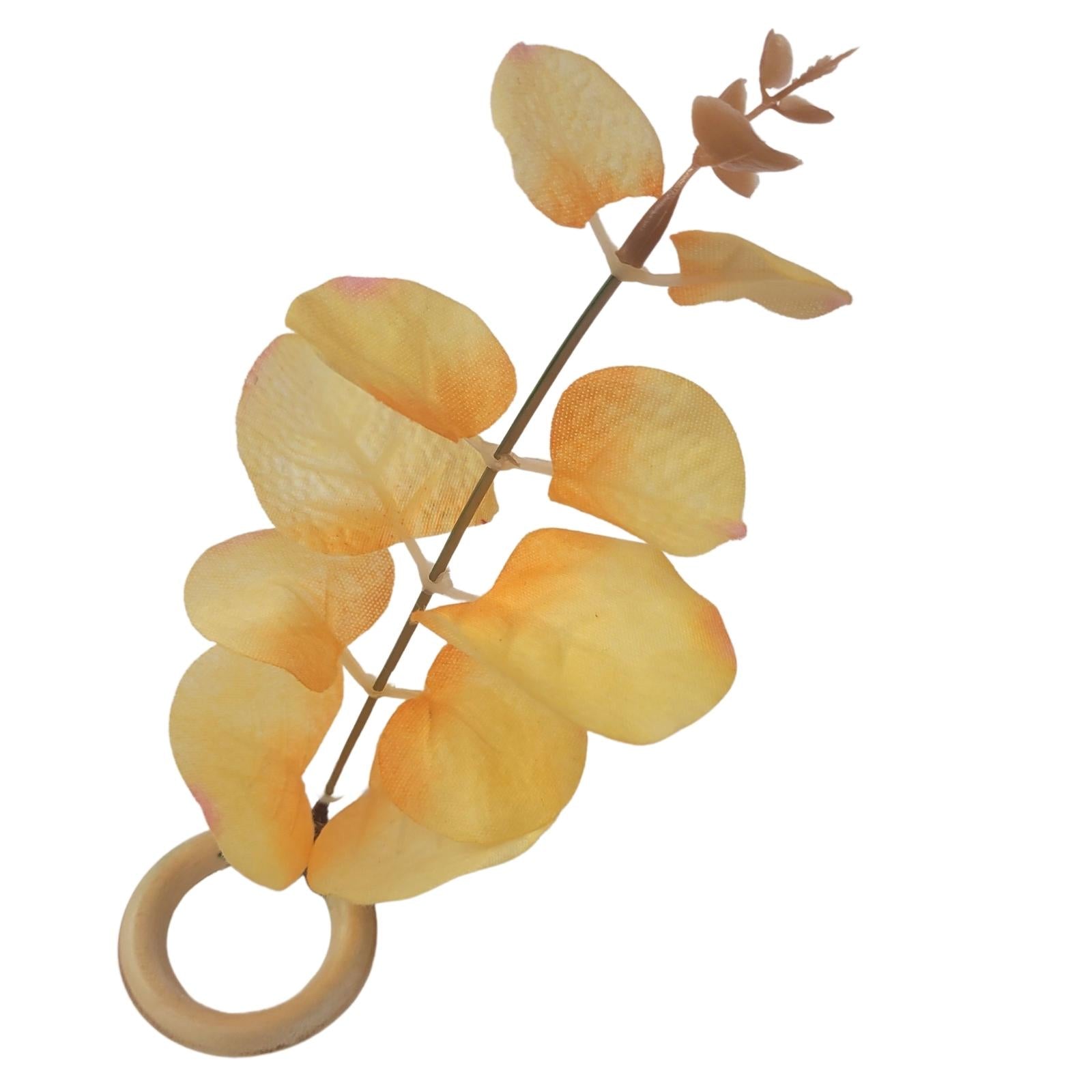 Set of 4 Yellow Leaf Eucalyptus Napkin Rings, Rustic Napkin Ring, Minimalist Tabledecor, Oriental Tabledeco-3