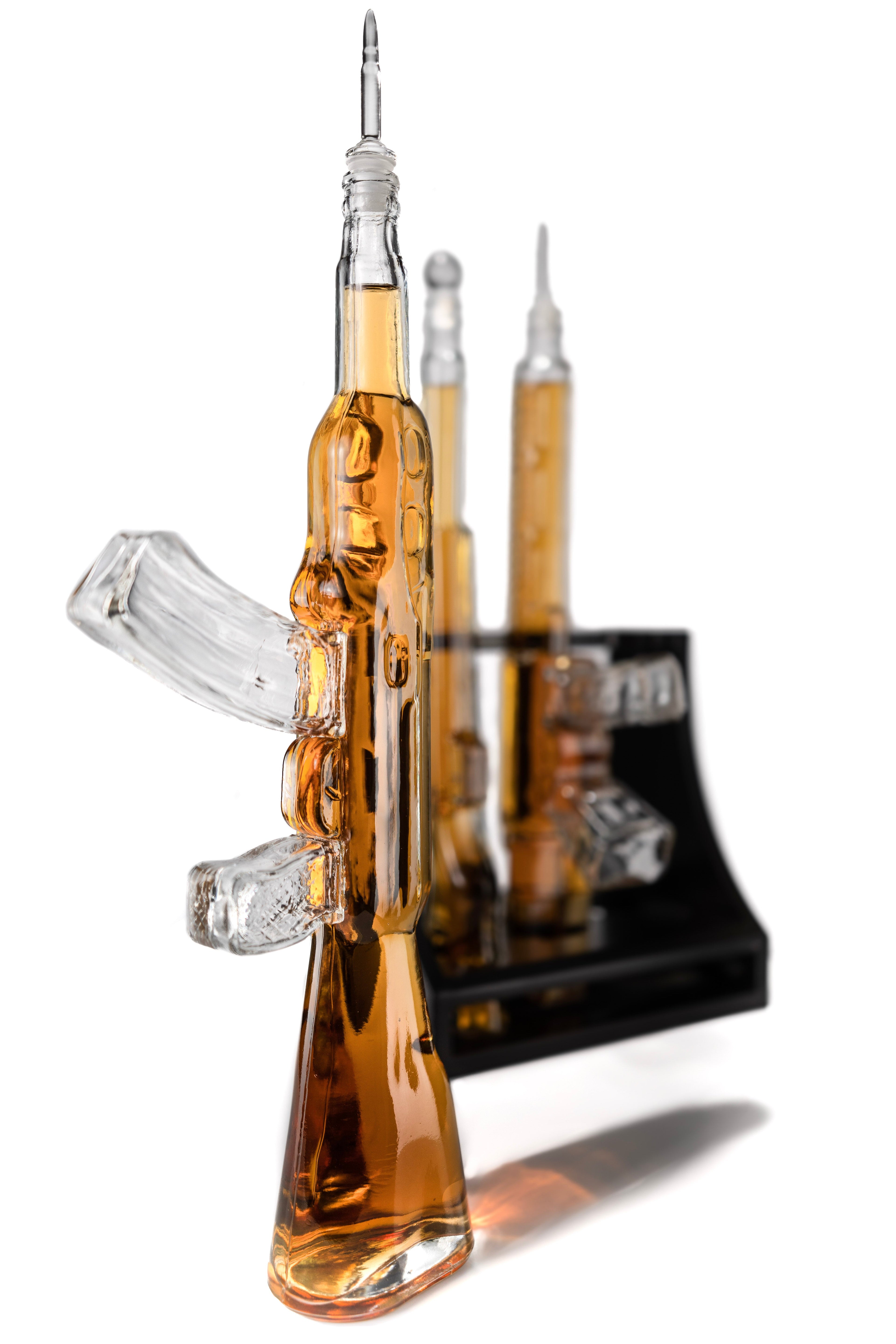 3 Gun Whiskey Decanters Set AR15, AK47, & Rifle Gun Decanter Set 1000ml-2