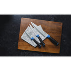 Duo-Grip 3 Piece Kitchen Knife Set With Blade Guards, Blue-3