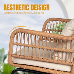 Outdoor Patio Wicker Bistro Set 3 Piece Yellow Beige-2