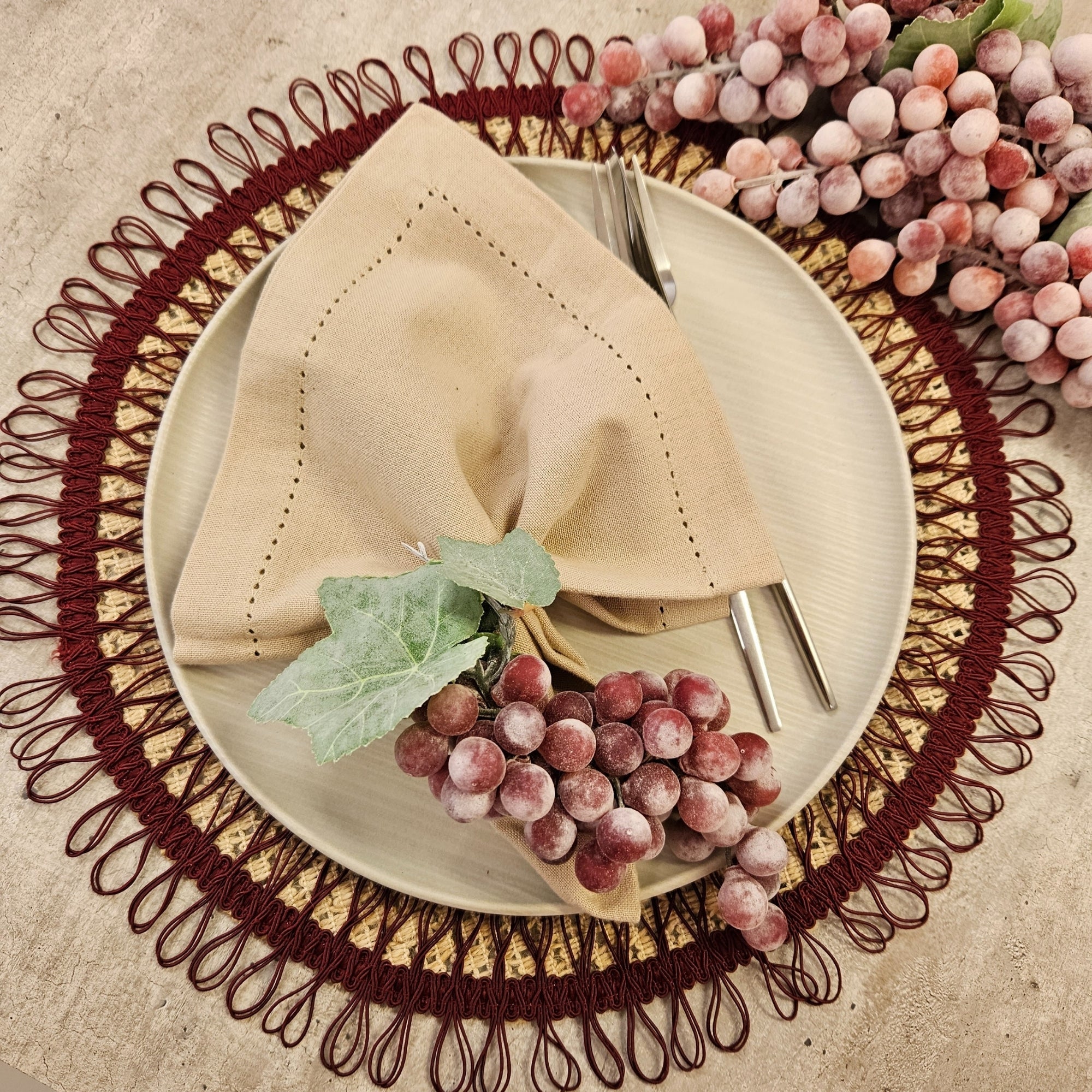 Set of 4 Purple Bunch of Grapes Prime Napkin Rings for thanksgiving, events, party, wedding-2