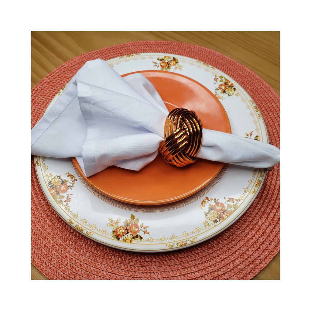 Maison Charlo | Set of 4 Metallic Rustic Braided Napkin Rings by Charlo - orange, pink for Mother's Day, Gift, Birthday-3