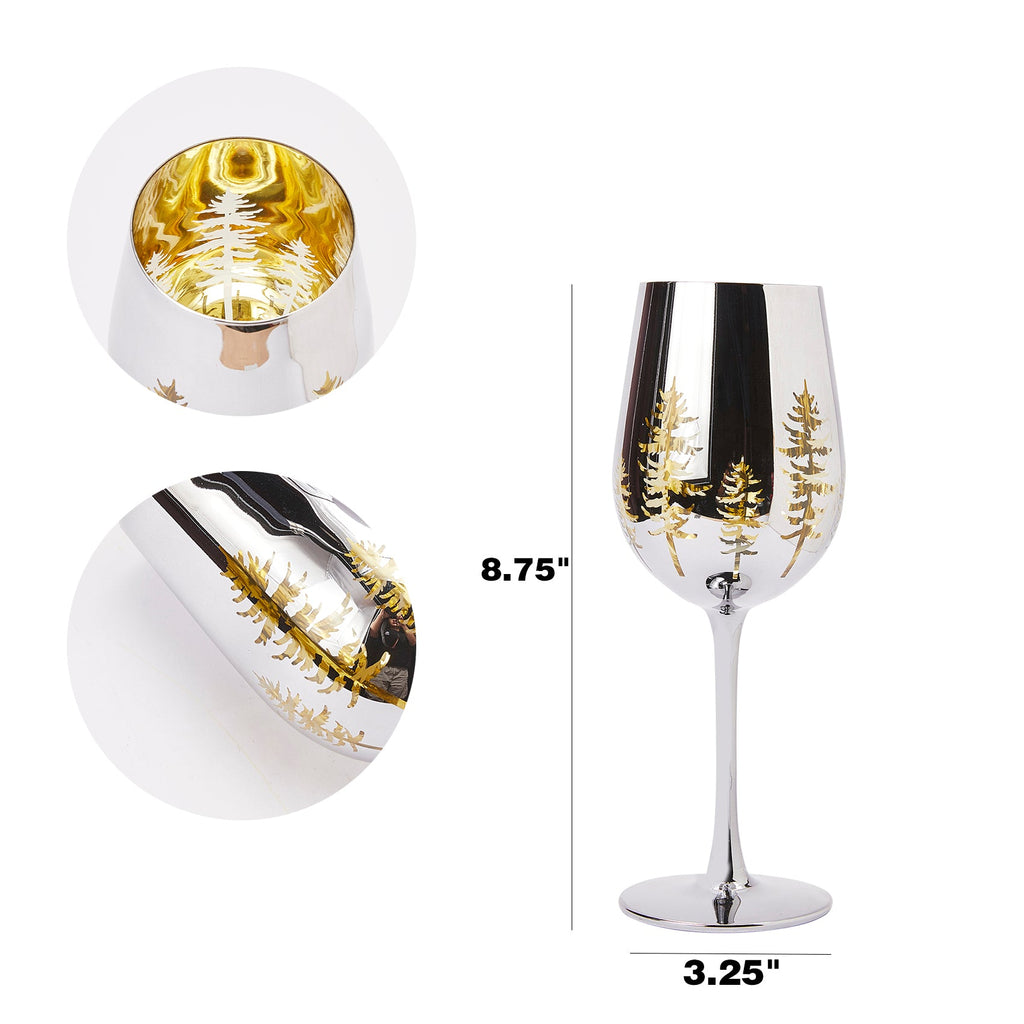 Crystal Christmas Tree Stemmed Wine & Water Glasses - Set of 2-4