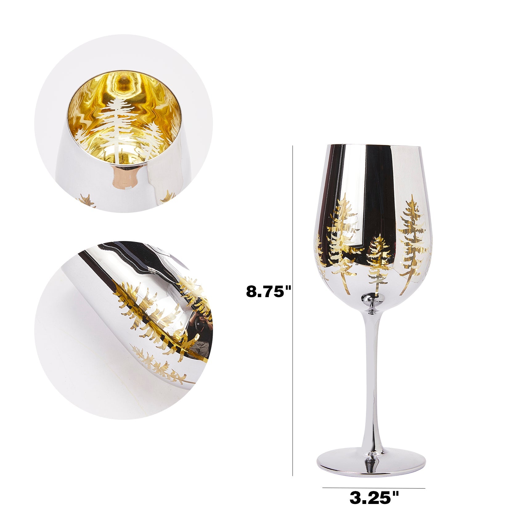 Crystal Christmas Tree Stemmed Wine & Water Glasses - Set of 2-4