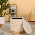 16.5" Tall Ottoman Velvet with Storage (Cream)-2