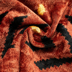 Handmade Velvet Pillow – Terracotta Tribal Pattern, 16x24"