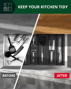 Utensil Drawer Organizer, Black (5 Slots)-4
