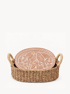 Bread Warmer & Basket - Lovebirds Oval