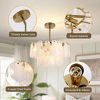 Gold Cloud Glass Chandelier 17.7 Inch Handcrafted Light-2