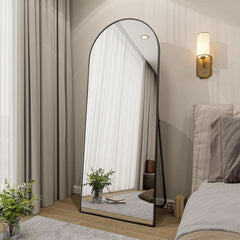 65x24Inch ExtraLarge Length Arched Floor Mirror Black-4