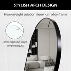 Architectural Arched Full Length Mirror 64x21 Inches Black-3