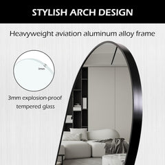 Architectural Arched Full Length Mirror 64x21 Inches Black-3