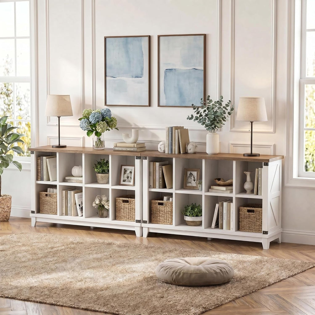 White Farmhouse Eight Cube Storage System Display Shelf-3