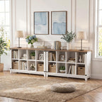 White Farmhouse Eight Cube Storage System Display Shelf-3
