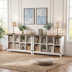 White Farmhouse Eight Cube Storage System Display Shelf-3