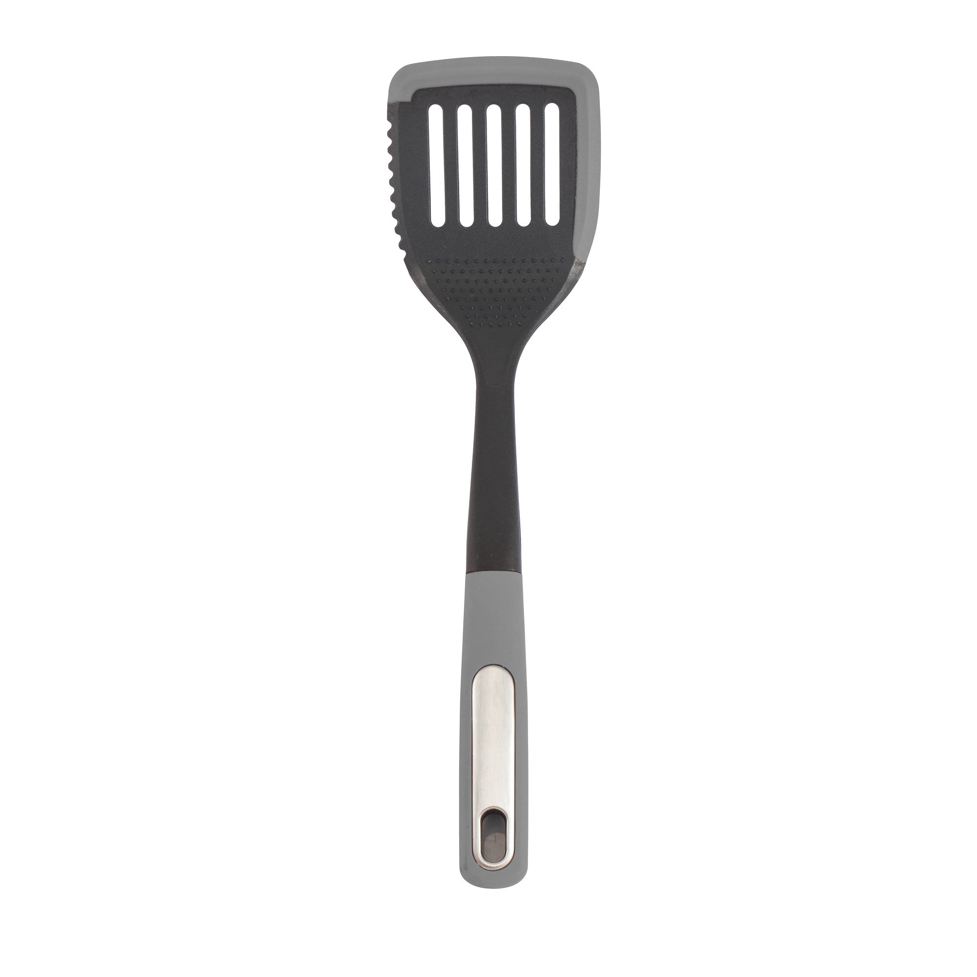 Silicone Scratch and Heat Resistance Edge Slotted Turner, Grey-1