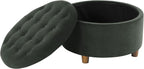 Handcrafted Loden Green Velvet Storage Ottoman 28In-3
